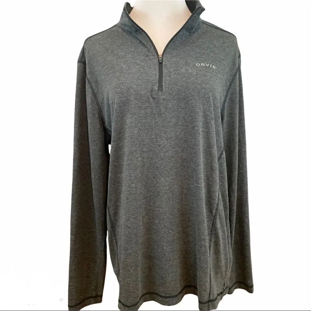Orvis men’s gray lightweight quarter zip pullover